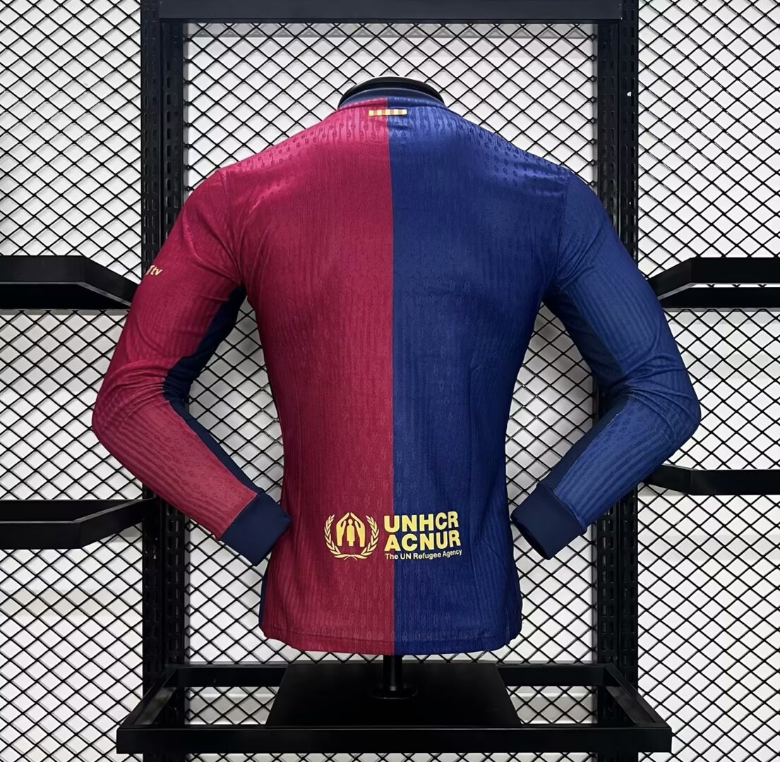 24-25 Barcelona Home Long Sleeve Player Version Jersey/ 24-25巴萨主场球员版长袖