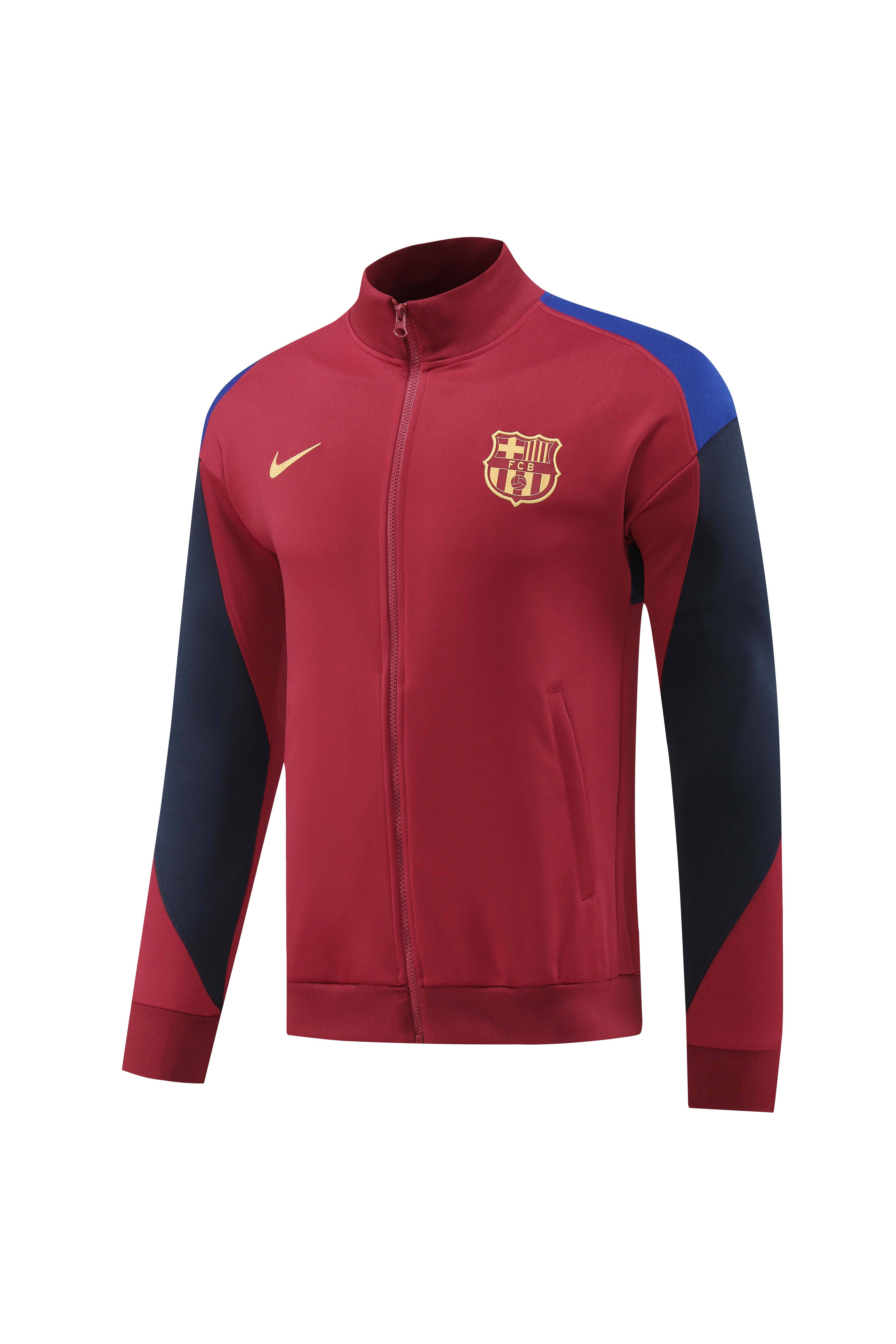 24-25 Barcelona Red and Dark Blue Jacket Tracksuit/ 24-25巴萨红色深蓝袖子夹克训练服