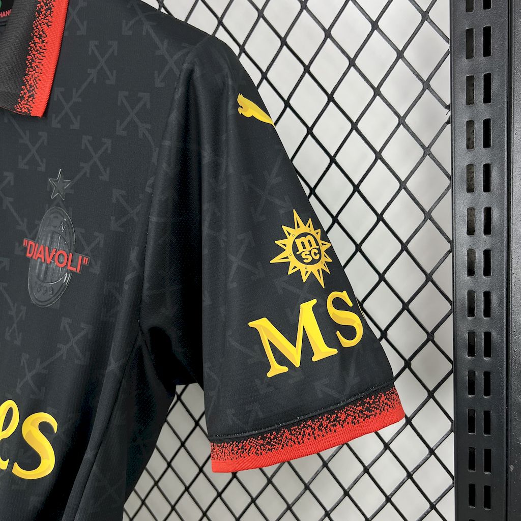 24-25 AC Milan Off White Black Speical Fans Jersey/24-25 AC米兰off white 联名黑色球迷