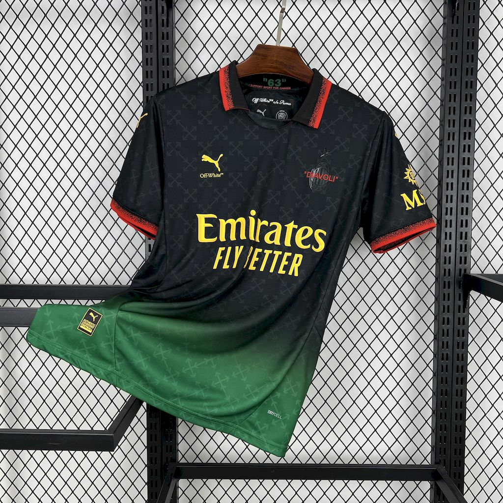 24-25 AC Milan Off White Black Speical Fans Jersey/24-25 AC米兰off white 联名黑色球迷