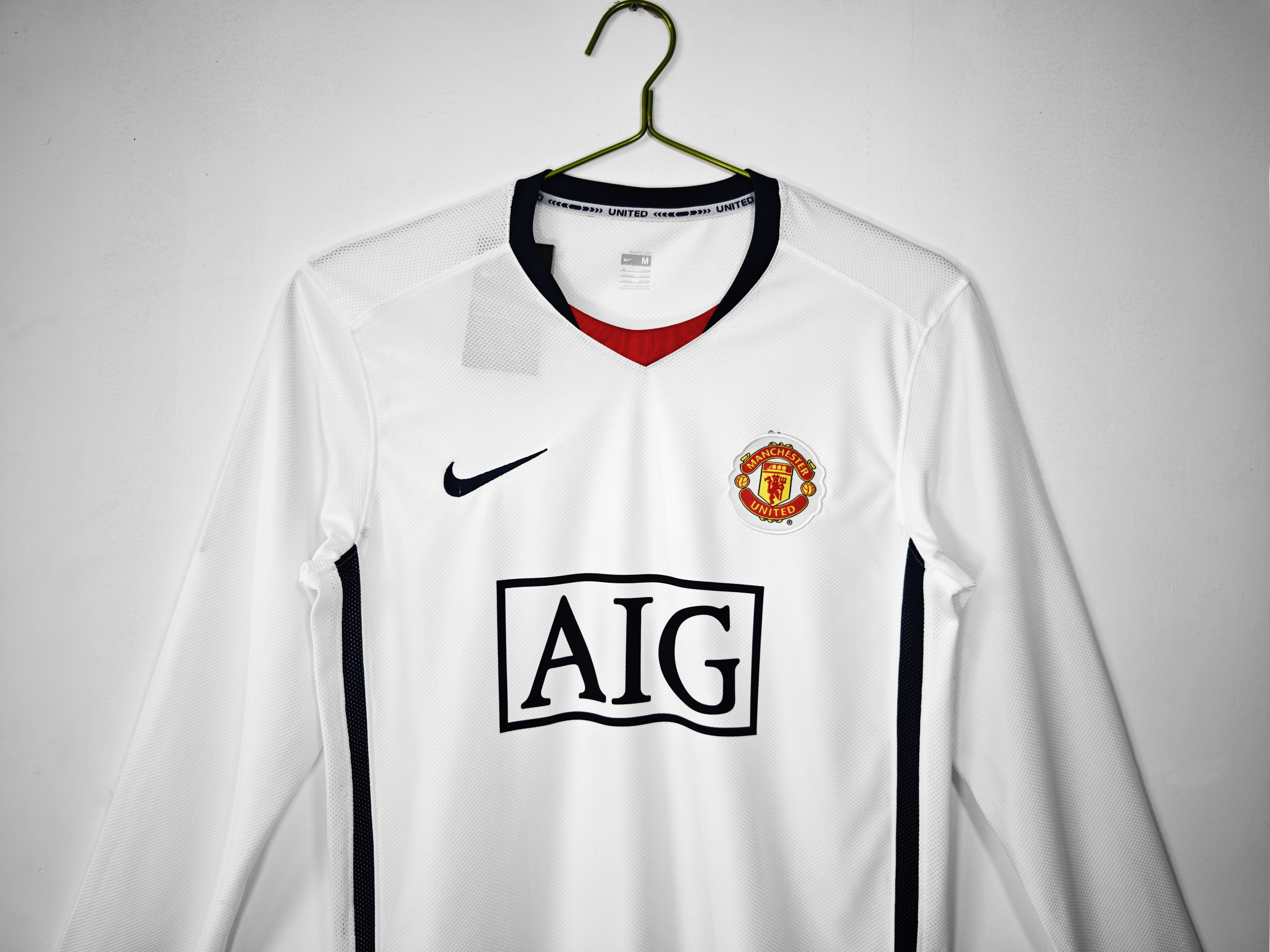 08-09 Manchester United League Edition away white Long Sleeve Jersey/08-09 曼联客场联赛版长袖