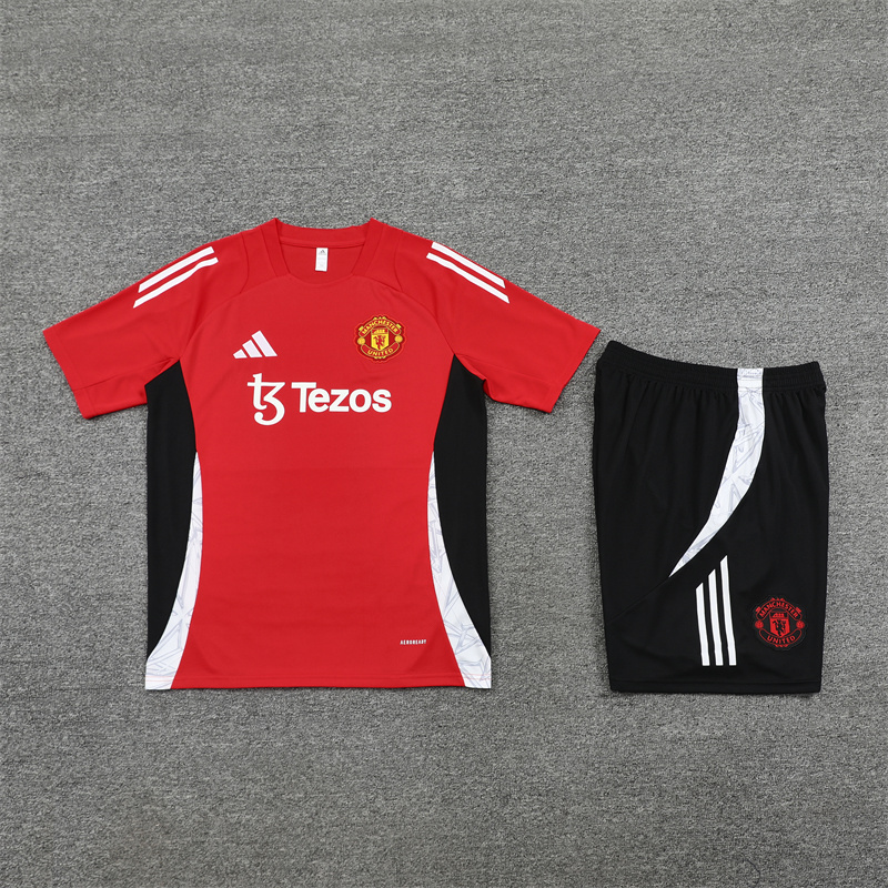 24-25 Manchester United Red Short Sleeve Training Suit/ 24-25 曼联红色短袖训练服