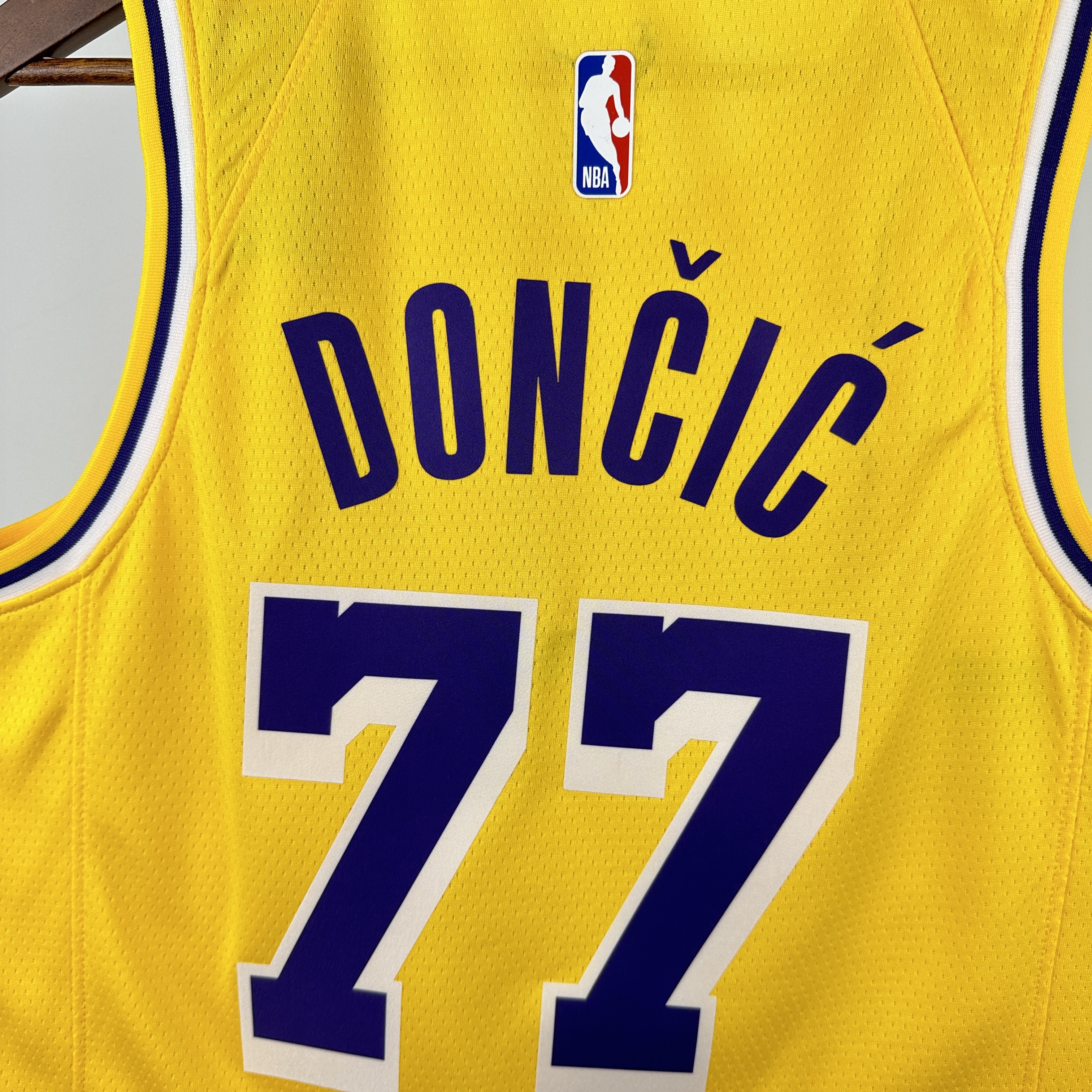 2023 Lakers Yellow 77#Dončić Hot Pressed Jersey