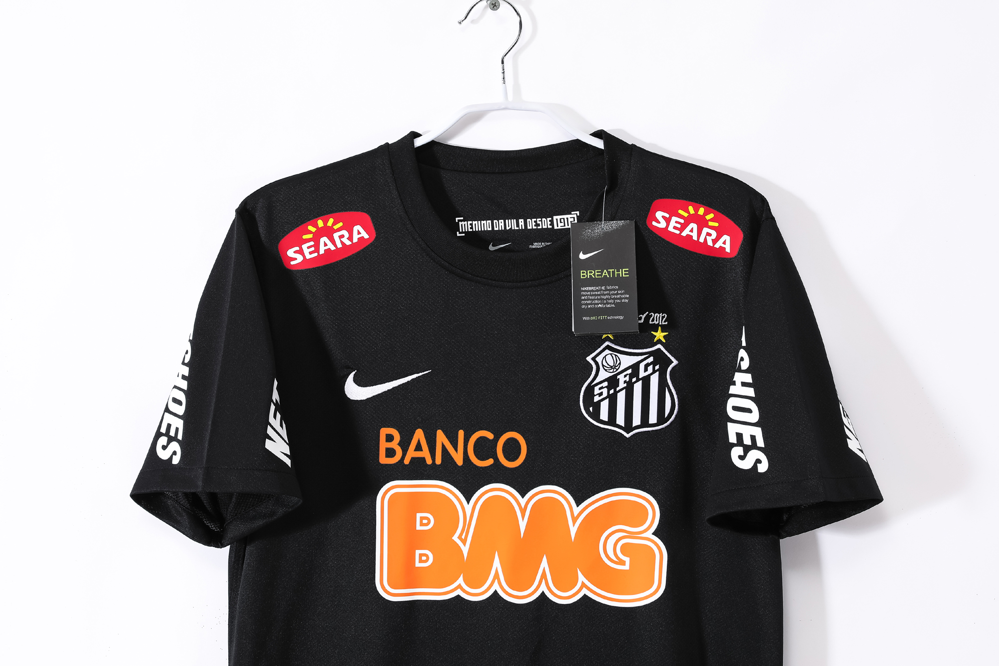 12-13 Santos Black Retro Jersey with shoulder patches/12-13桑托斯黑色复古,有肩章