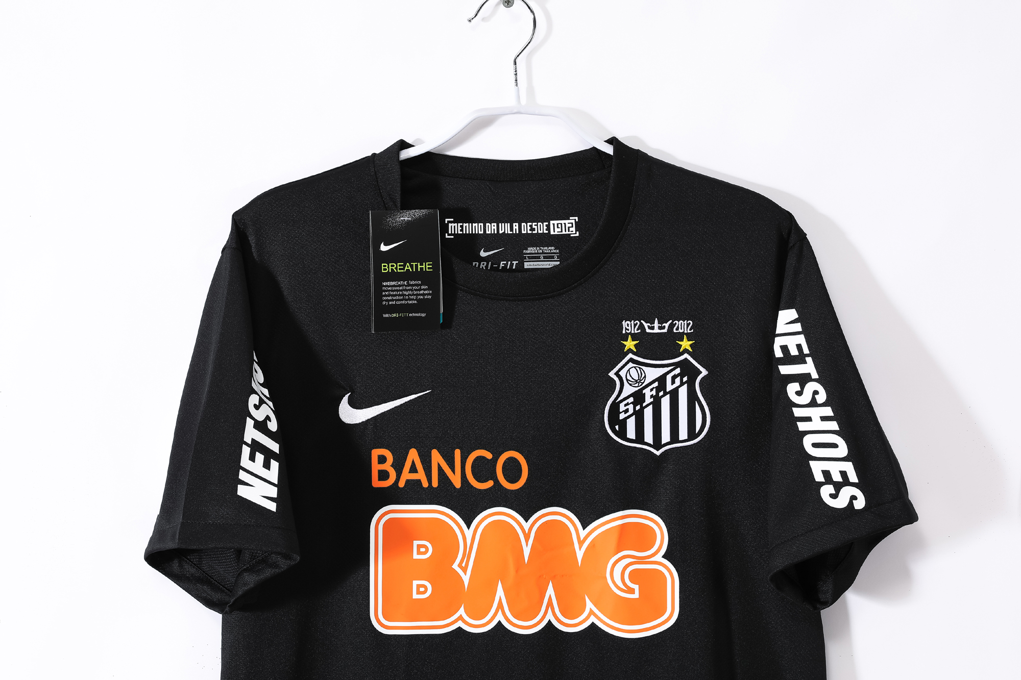 12-13 Santos Black Retro Jersey without shoulder patches/12-13桑托斯黑色复古,无肩章款式