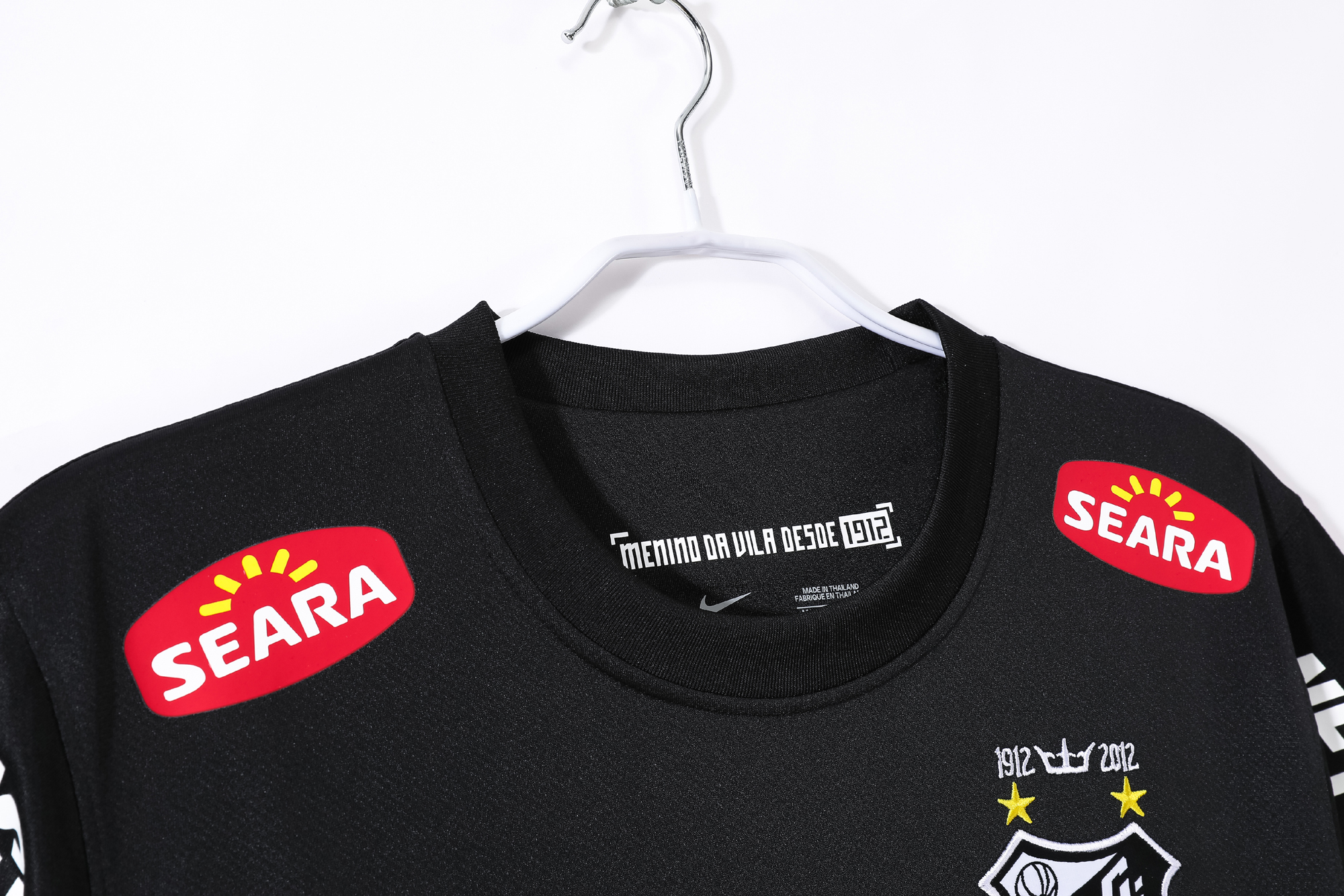 12-13 Santos Black Retro Jersey with shoulder patches/12-13桑托斯黑色复古,有肩章