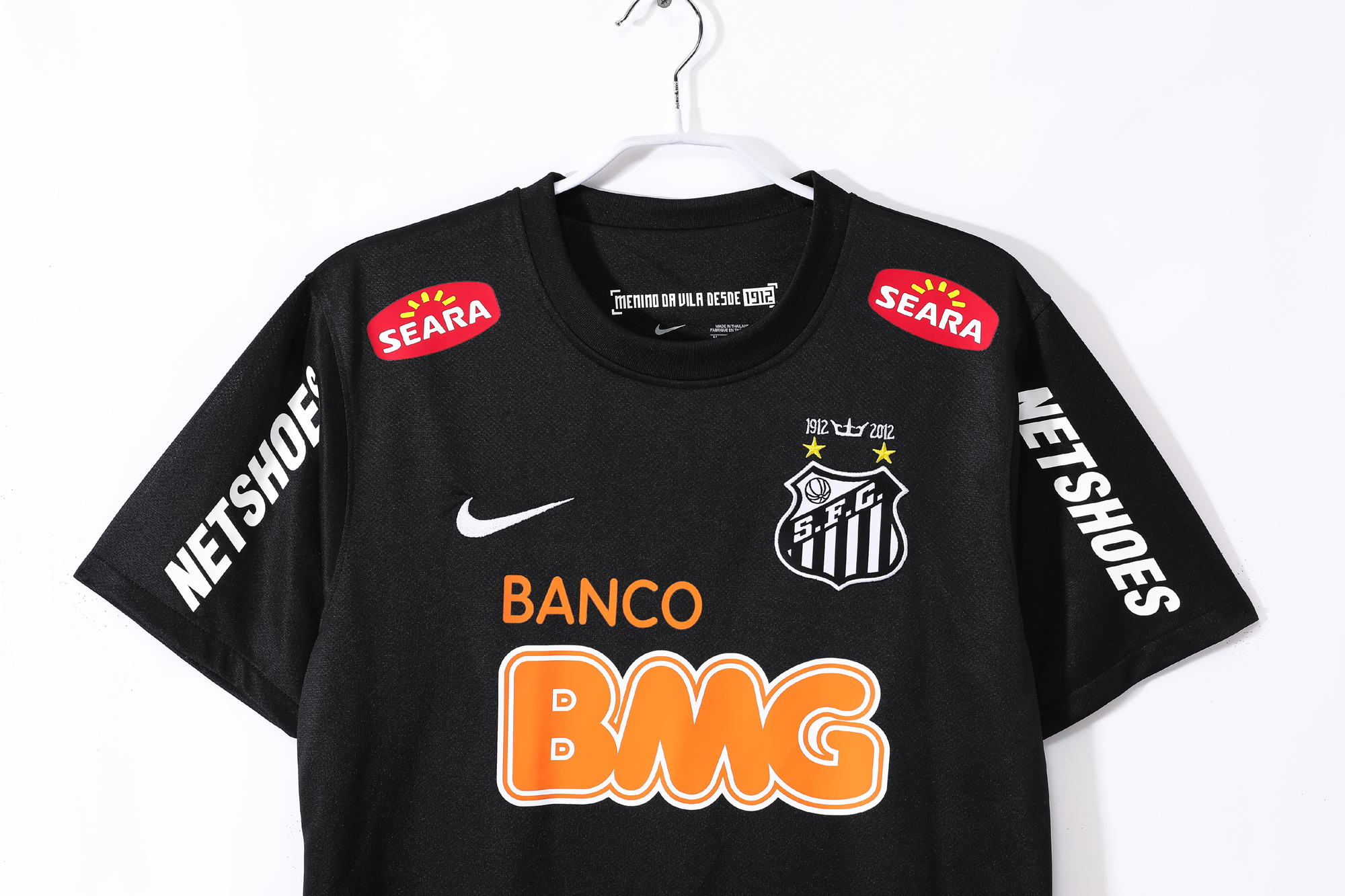 12-13 Santos Black Retro Jersey with shoulder patches/12-13桑托斯黑色复古,有肩章