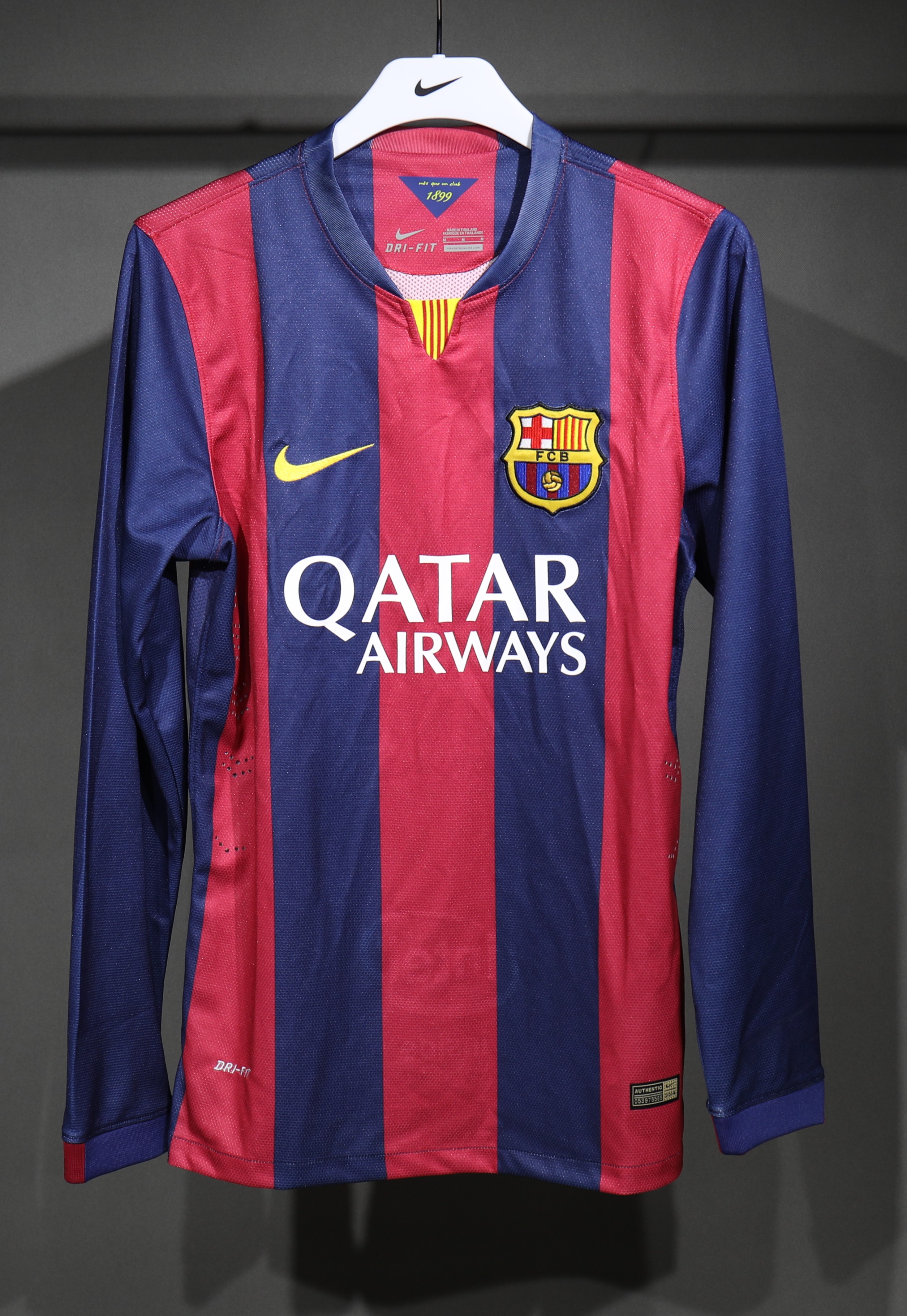 14-15 Barcelona Home Player Long Sleeve Retro Jersey/14-15巴萨主场球员长袖