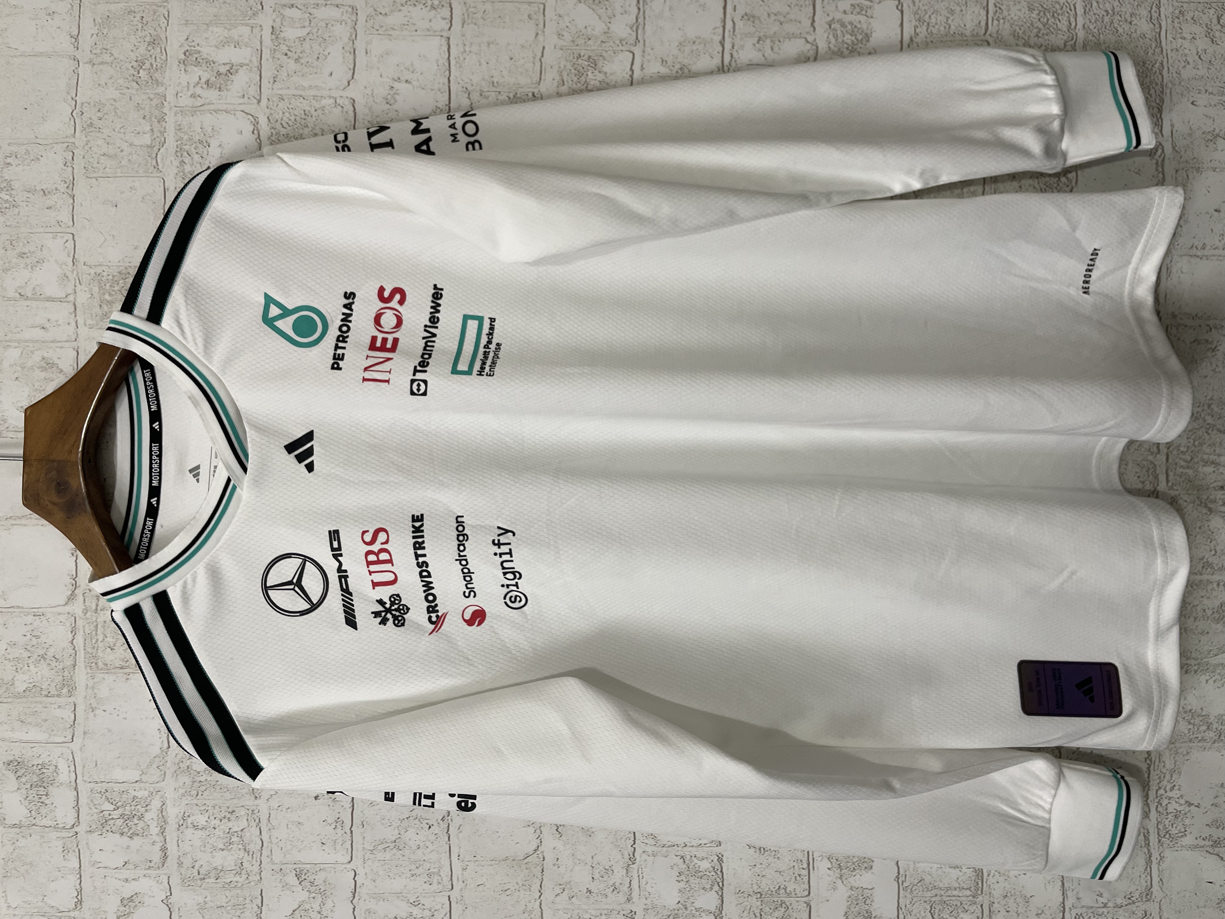 2025 F1 Mercedes White Long Sleeve /2025 F1梅赛德斯白色长袖