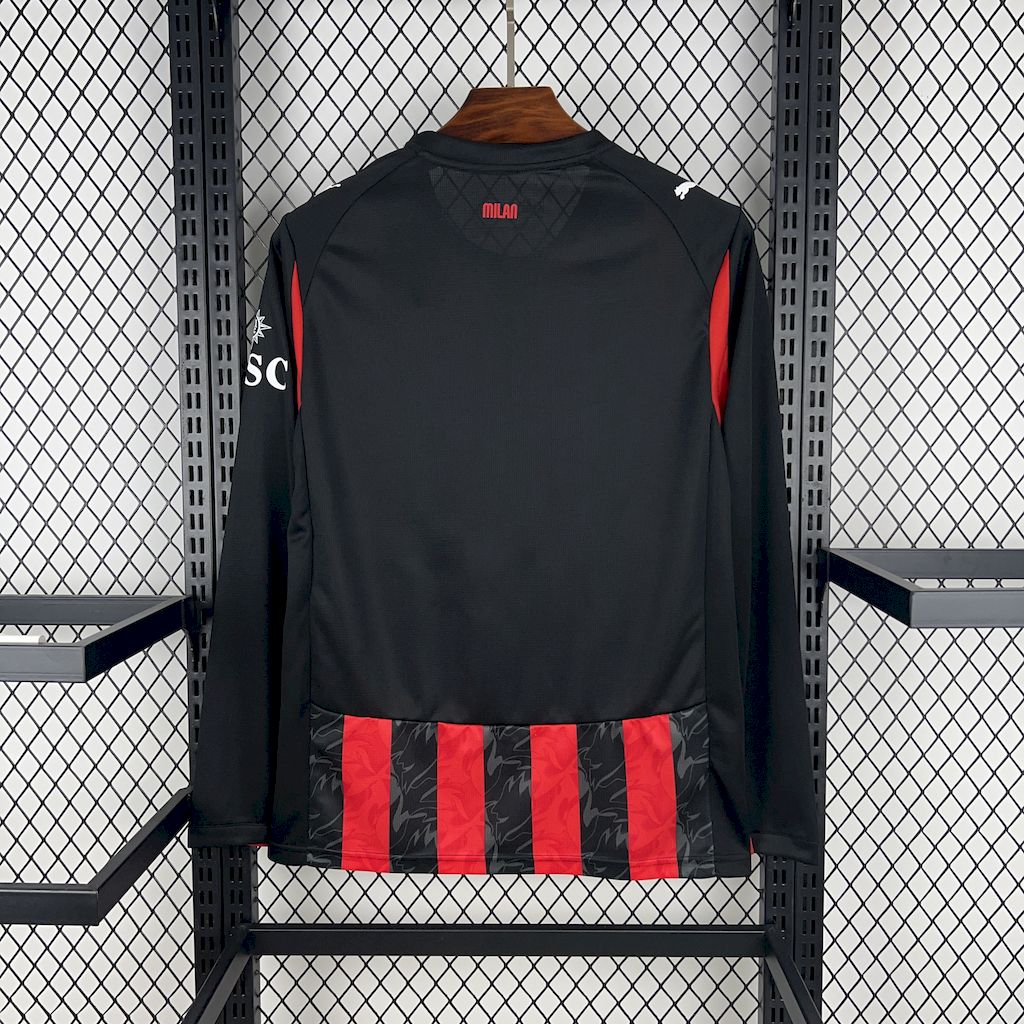25-26 AC Milan Home Long Sleeve Fans Jersey/25-26 AC米兰主场长袖,球迷版