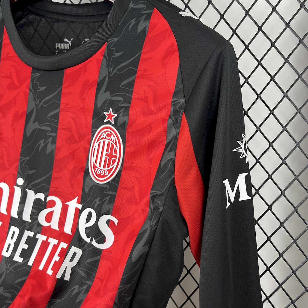 25-26 AC Milan Home Long Sleeve Fans Jersey/25-26 AC米兰主场长袖,球迷版