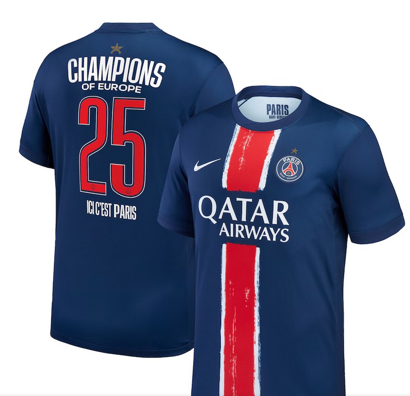24-25 PSG Champions of Europe 25 Home Kid Kit/24-25PSG巴黎主场冠军印25童装